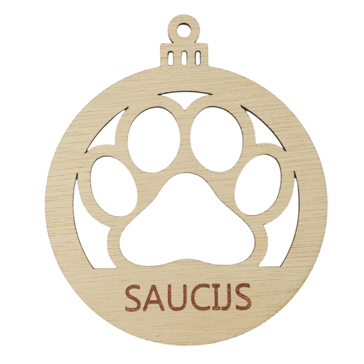 Houten kerstbal "Kat/Poes"